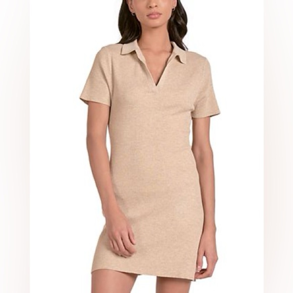 Reformation Terry Mini Dress Beige Yellow Collared Size Medium
